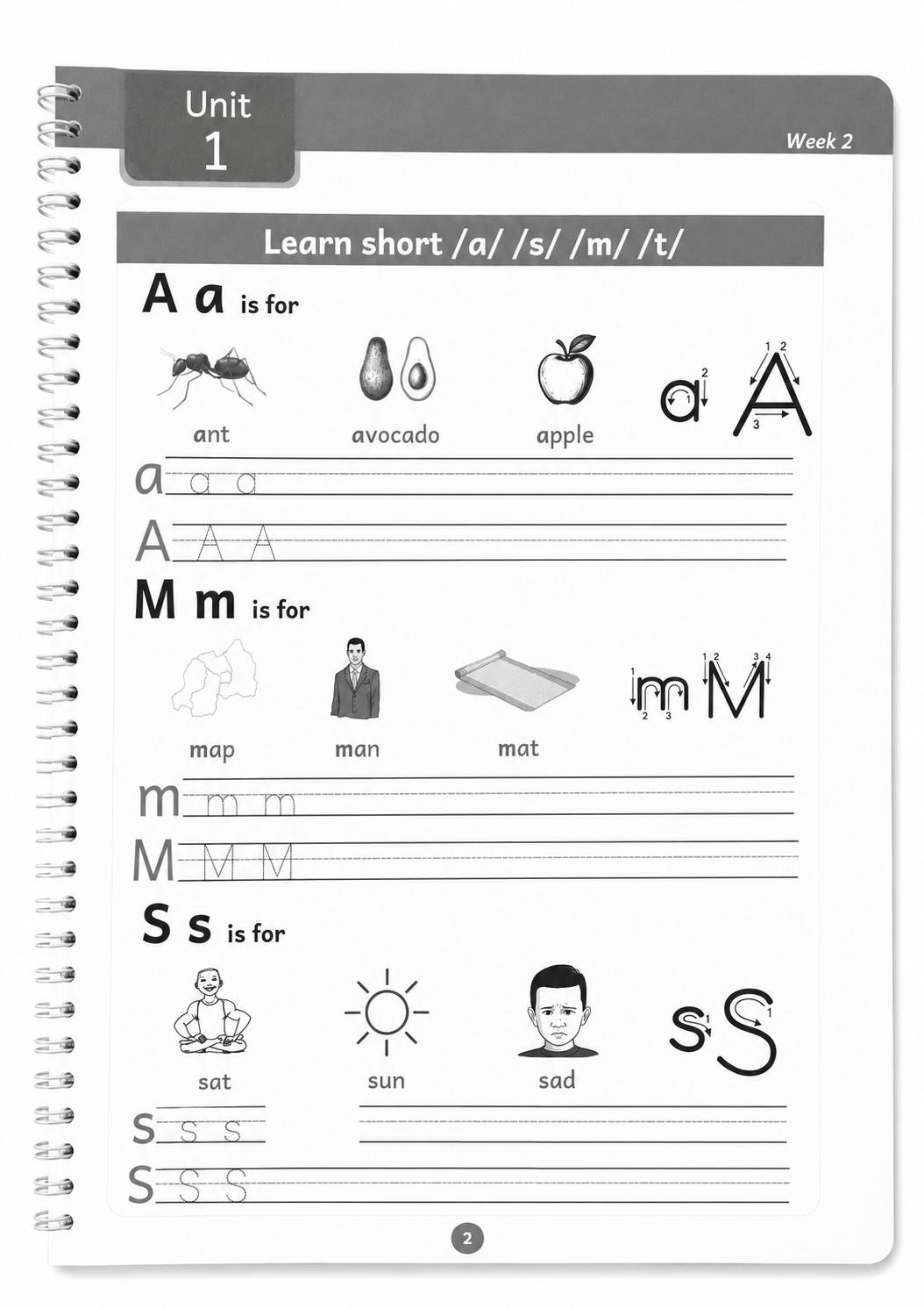 Example page from a curriculum aligned Correctbook activity book with letter tracing exercises