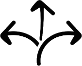 Illustration of three arrows pointing in different directions