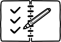 Illustration of a notebook with a checklist and pen